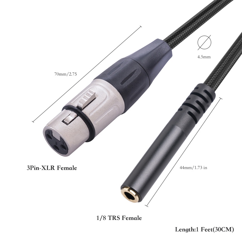 Kabel BT TRS 1.8inch to XLR 3Pin Female to 1.8inch Female Balanced XLR to 3.5mm TRS Signal Interconnect Cord