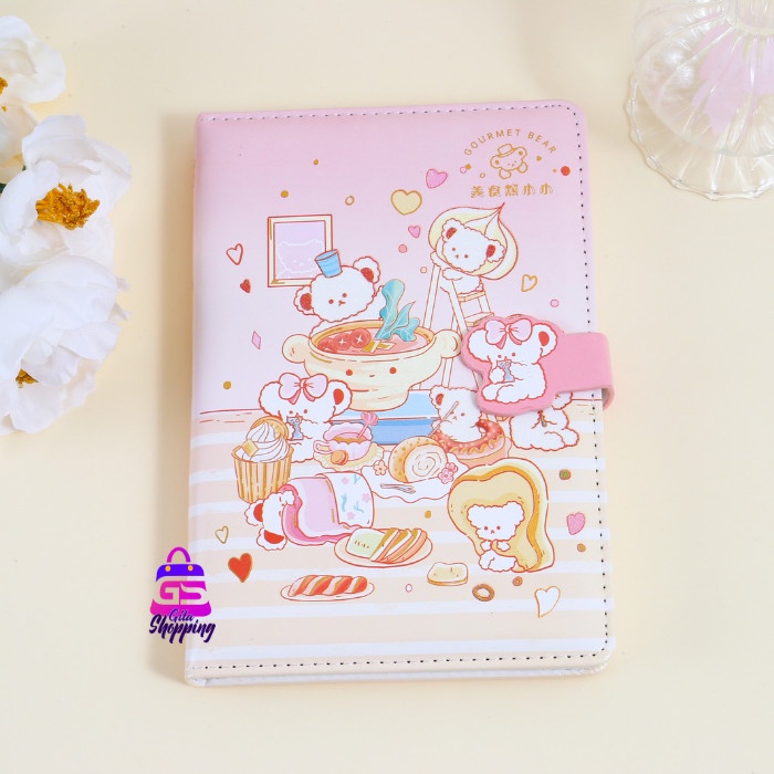 

✨BISA COD✨ -Magnetic Notebook Gourmet Bear / Diary Jurnal agenda Buku tulis - 6249 - A