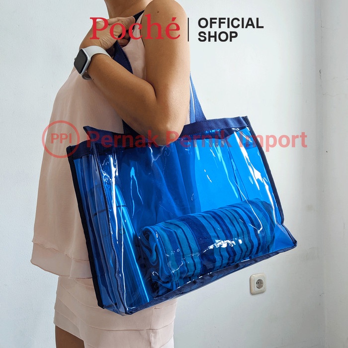 

Totebag mika Transparan Goodie bag mika Beach bag Tas Pantai Tote bag - Bening