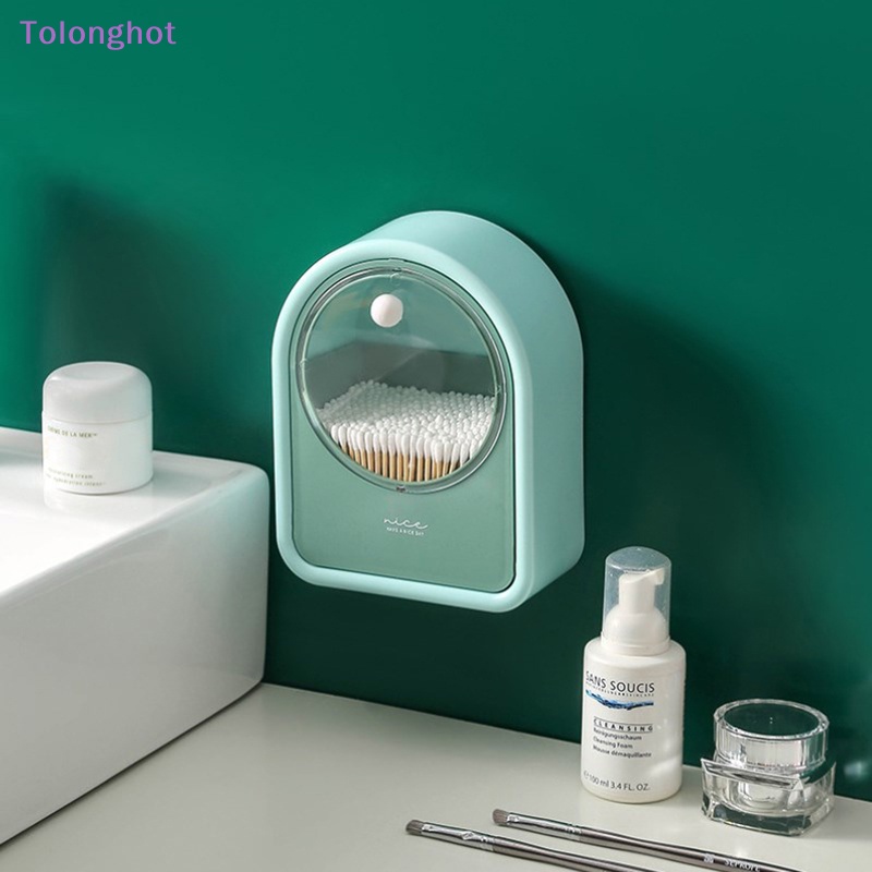 Tolonghot&gt; Dispenser Cotton Pad Excellent Mudah Dibawa Sanitary Praktis Dipasang Di Dinding Makeup Cotton Swabs Flip Organizer well