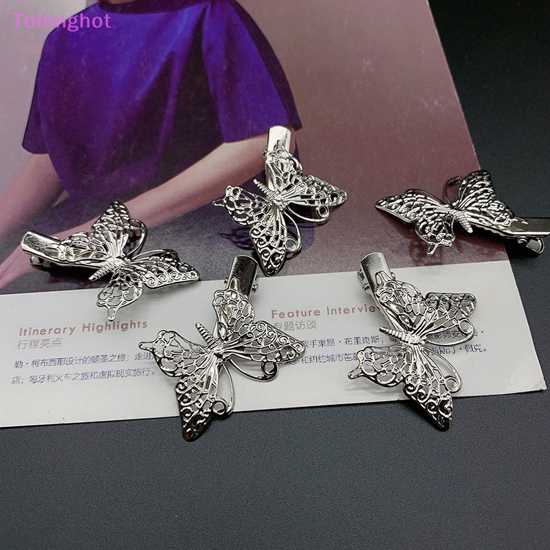 Tolonghot&gt; Vintage Silver Butterfly Jepit Rambut Jepit Untuk Wanita Pernikahan Jepit Rambut Aksesoris Perhiasan well