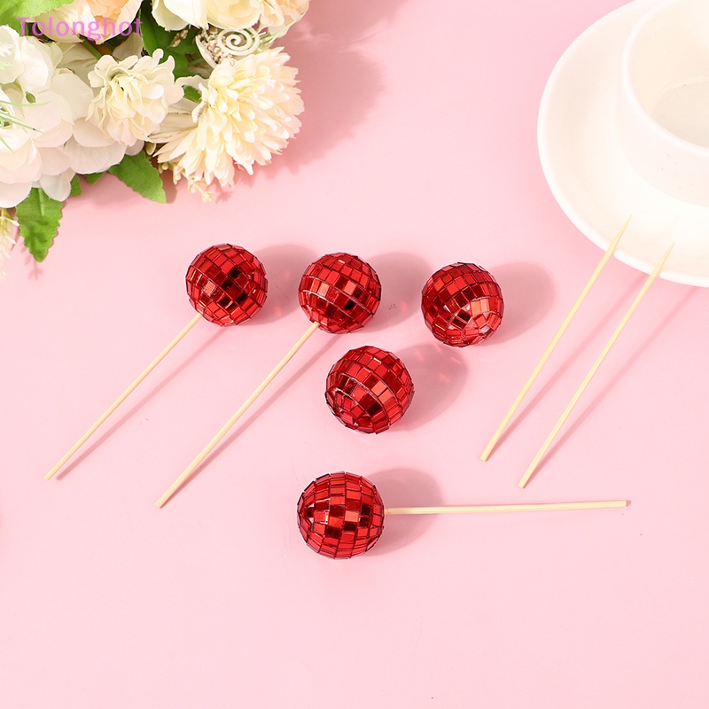 Tolonghot&gt; 12Pcs Mirror Ball Hiasan Kue Pesta Retro Disko Dekorasi Kue Tari Ulang Tahun Pesta Bola Cupcake Toppers Perlengkapan Pesta well