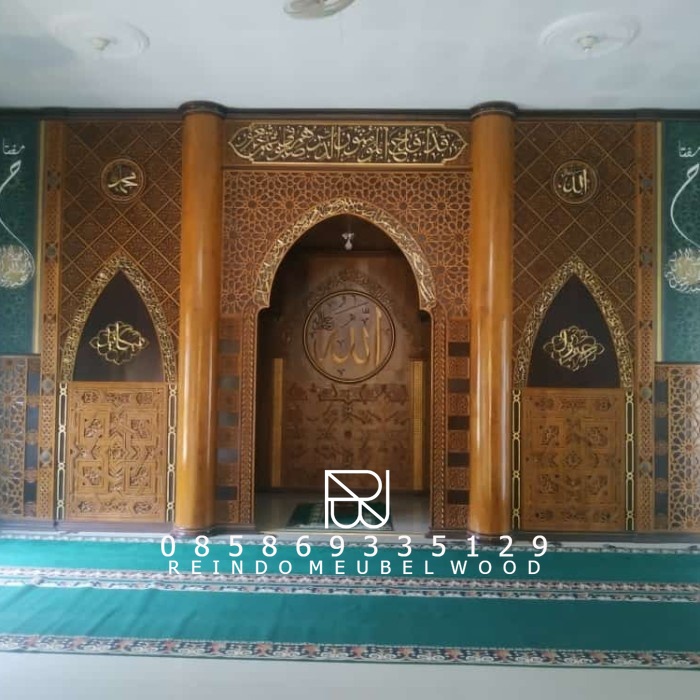 mihrab masjid kayu jati terbaru 07-RMW