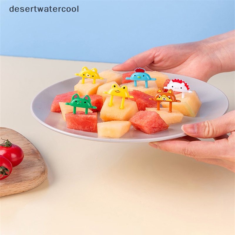 Deid 6 Pcs Kartun Hewan Buah Garpu Lucu Makanan Penutup Food Fork Chick Fox Frog Bento Fork Martijn