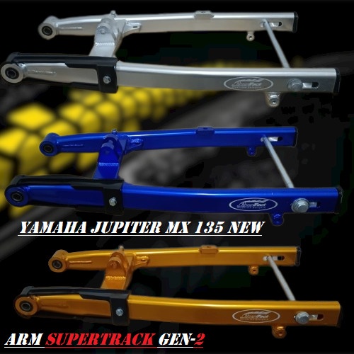 swing arm jupiter mx 135 double disc supertrack gen 2 oval gold biru polish