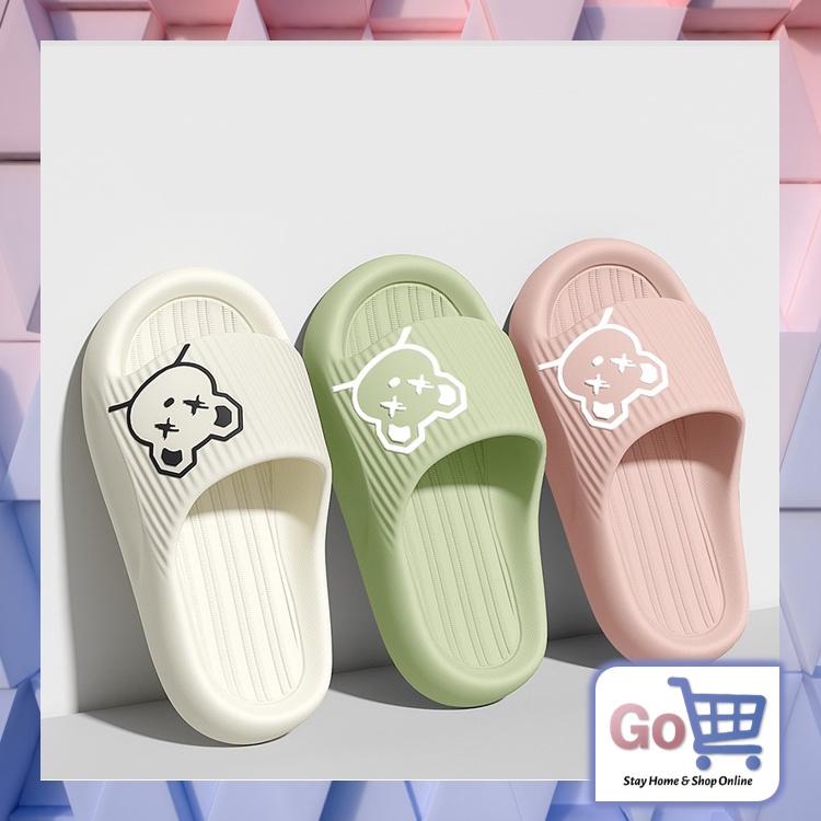 Go - S1092 Sandal Motif Bear / Sandal Slipper Wanita / Sandal Slop Jelly Karet Model Bear / Sandal B