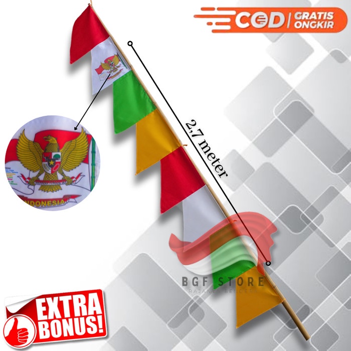 EDD umbul umbul warna warni 8 gergaji 2,7 meter - Hijau