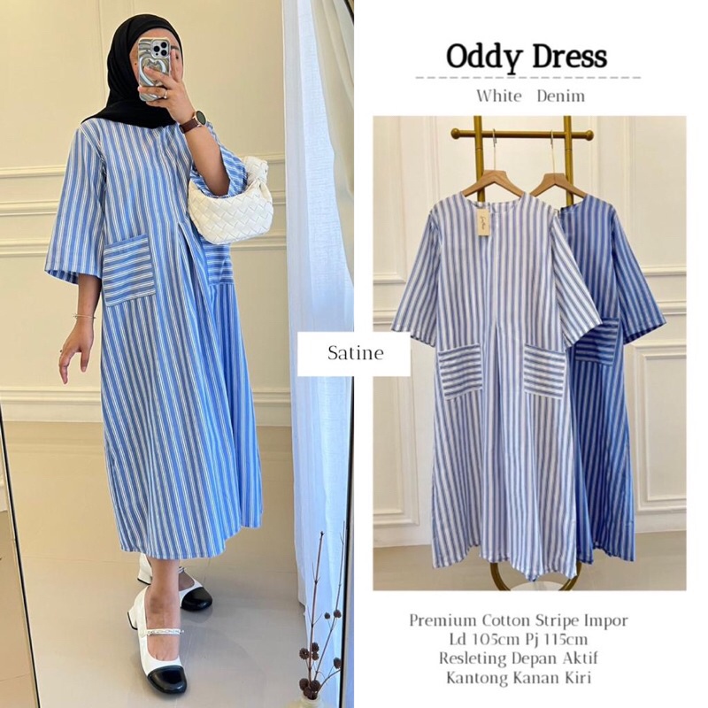 ODDY DRESS ORI SATINE | Ld105 Premium Cotton Stripe Import