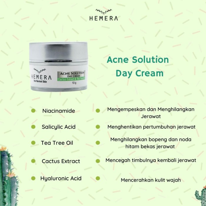 Hemera Acne Solution Day Cream | Acne Cream Siang 10 gr