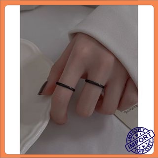 Aksesoris Cincin Hitam Silver Polos Titanium Fashion Ring Cincin Couple