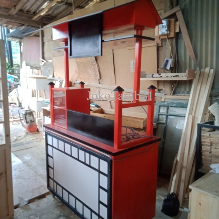 booth kayu minimalis grobak   termurah