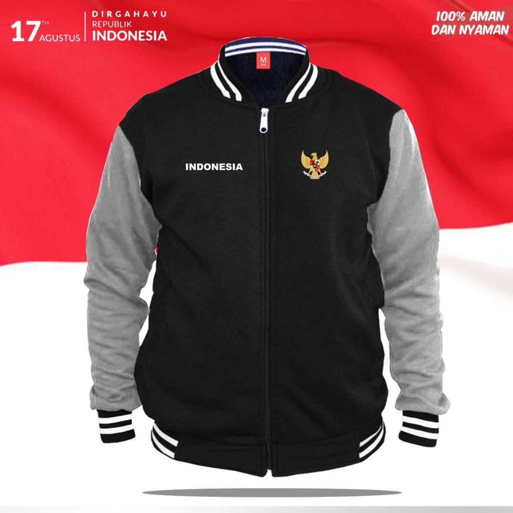 Jaket Basebaal Varsity 17Agustus Indonesia- Garuda-Bisa Custom/Bisa Cod/Timnas
