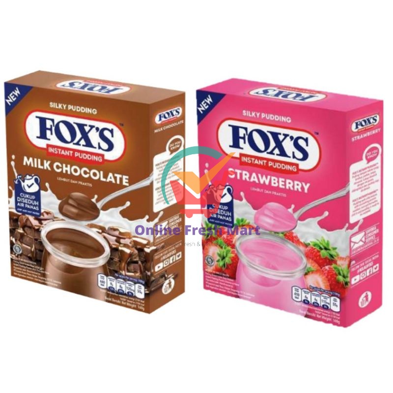 

FOX'S Foxs Instant Pudding Milk Chocolate Strawberry Box 160 g - Online Fresh Mart Denpasar