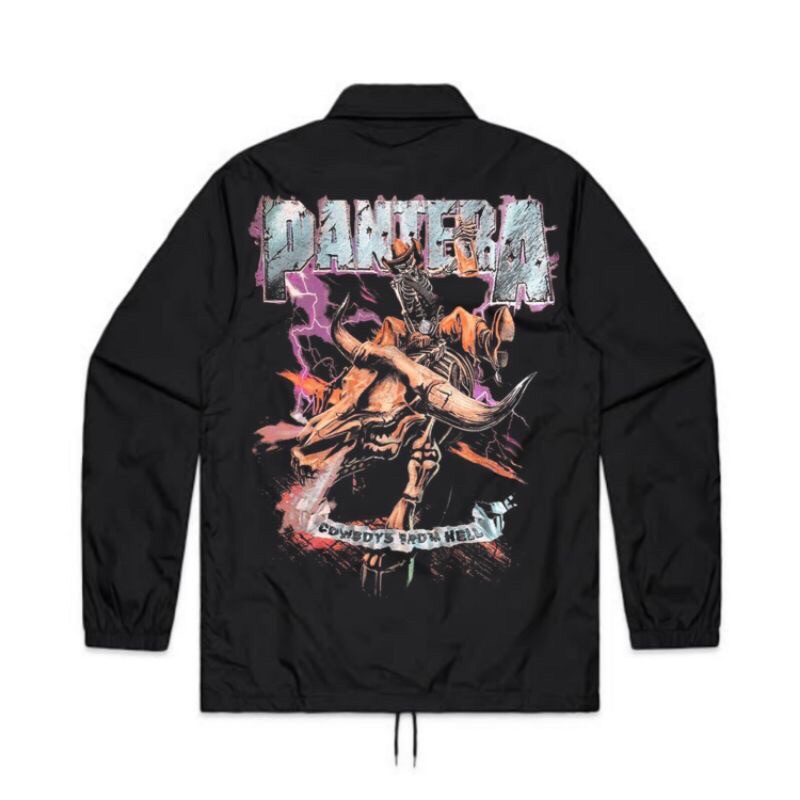 JAKET COACH BAND PANTERA | WINDBREAKERS HITAM PRIA | JAKET METAL | JAKET PARASUT BAND METAL