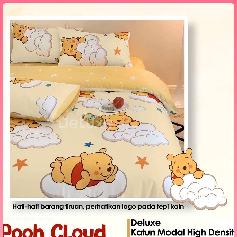 Sprei Set Motif POOH CLOUD Sprei Set Aesthetic Katun Cvc Premium Star Esra Beverly Motif Daun Leaf
