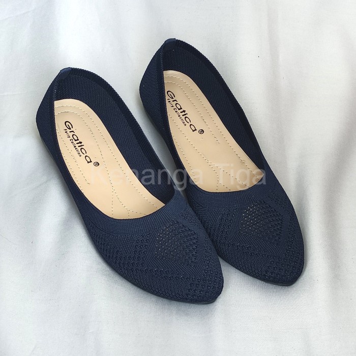 Sepatu Flat / Flat Shoes Rajut - Gratica AW 92 - Biru, 37