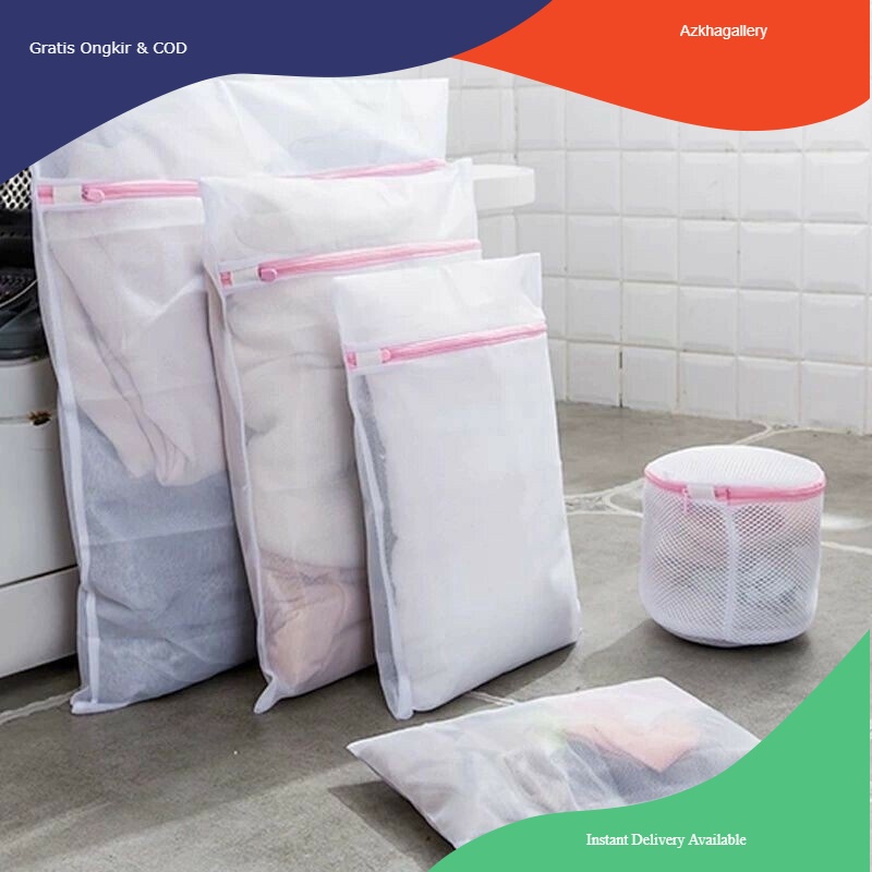 (CLASHOP)Laundry Bag Jaring Baju Kotor Kantong Mesin Cuci Bahan Jaring dan Resleting Untuk Pakaian