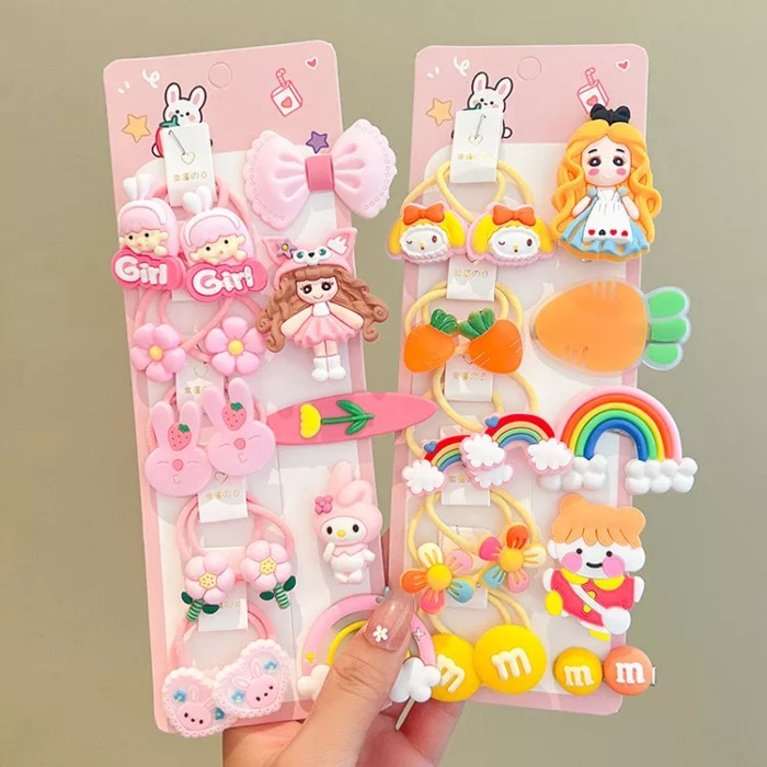 Jepit Karet Ikat Rambut Unicorn Anak 15in1 Perempuan Cewek Hiasan