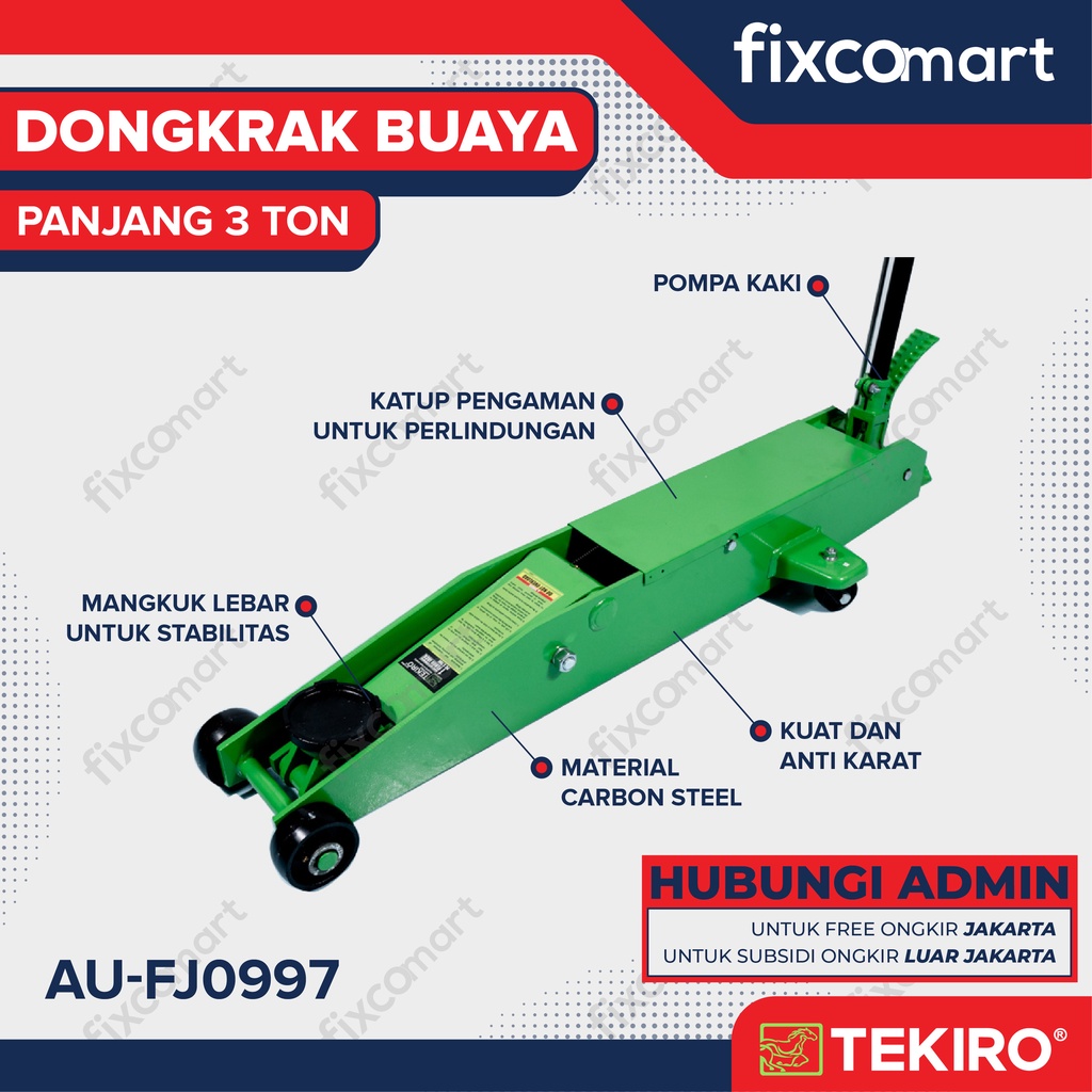 Tekiro Dongkrak Buaya Panjang 3 Ton - Dongkrak Mobil