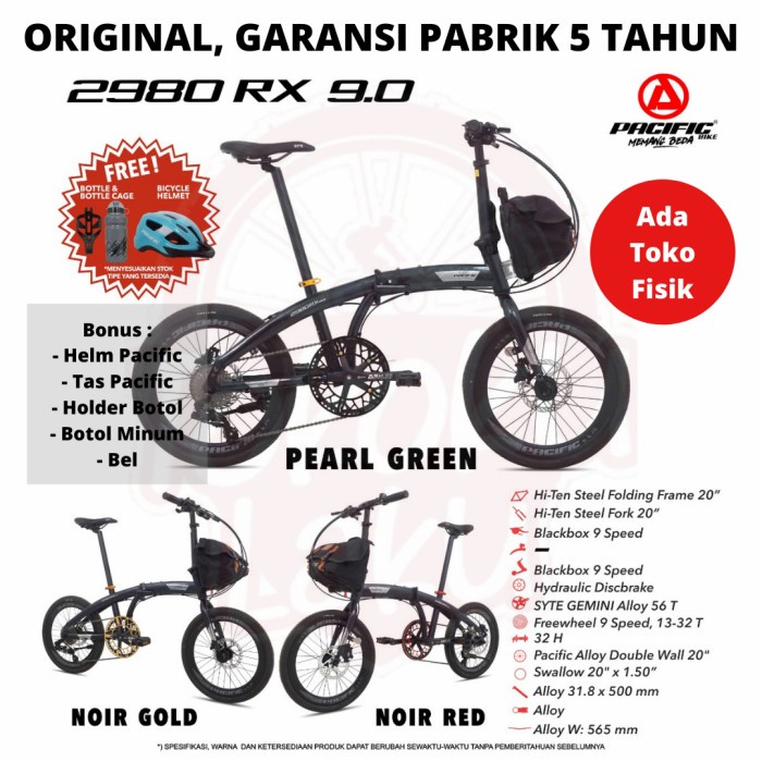 Terbaik PACIFIC 2980 RX 9.0 SEPEDA LIPAT FOLDING BIKE SELI PASIFIC - Grey, 16" dirakitkan