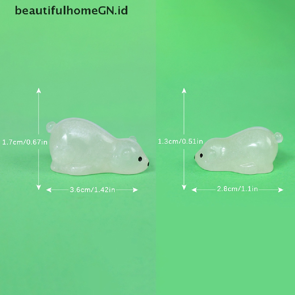 {Cantik} 1pc Luminous Polar Bear Micro Ornamen Miniatur Pot Dekorasi Lanskap~