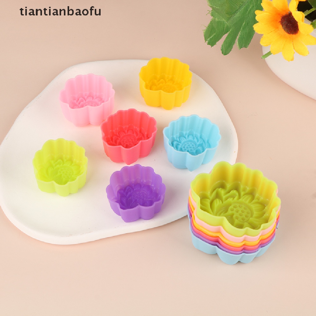 [tiantianbaofu] 5pcs 3/5cm Lotus Silicone Cetakan Kue Muffin Baking Non Reusable Molds Butik