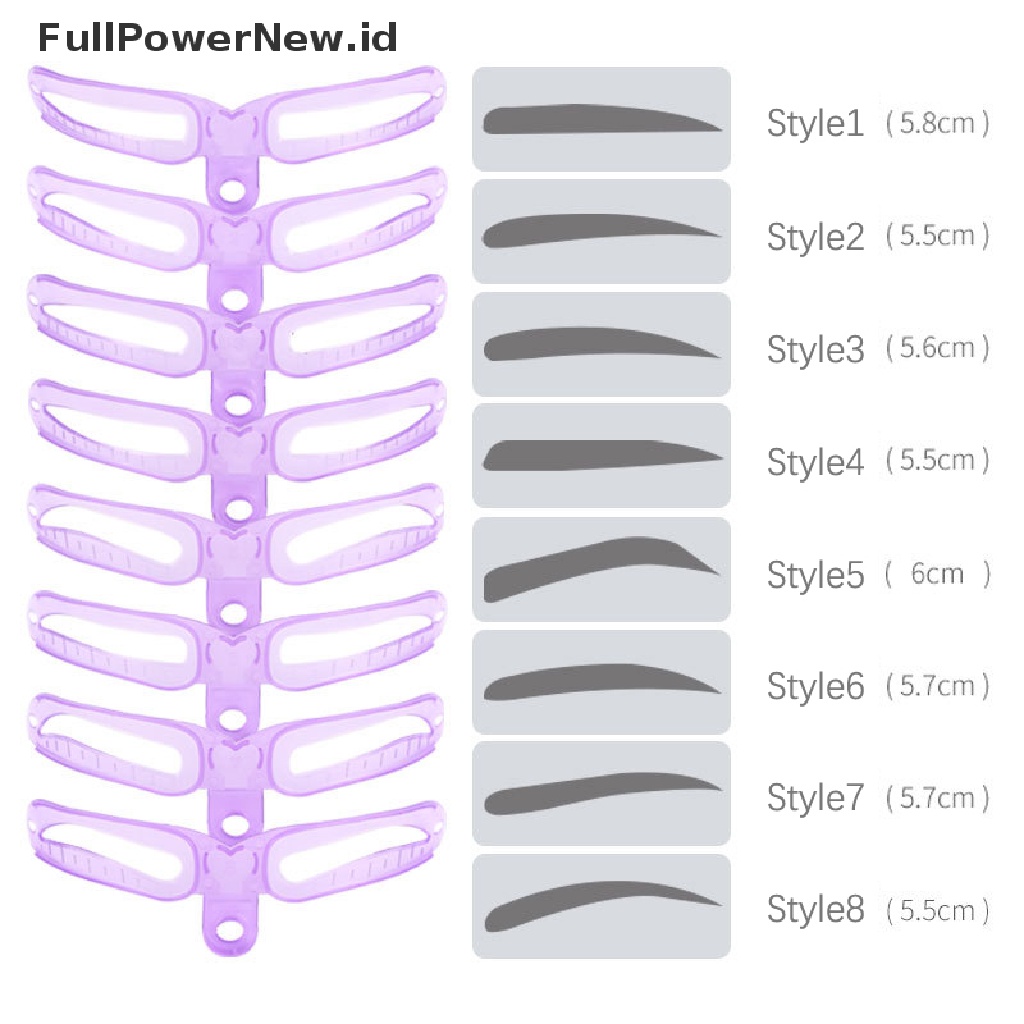 Power 8gaya Stensil Pembentuk Alis Grooming Shaper Reusable Template Alat Makeup ID