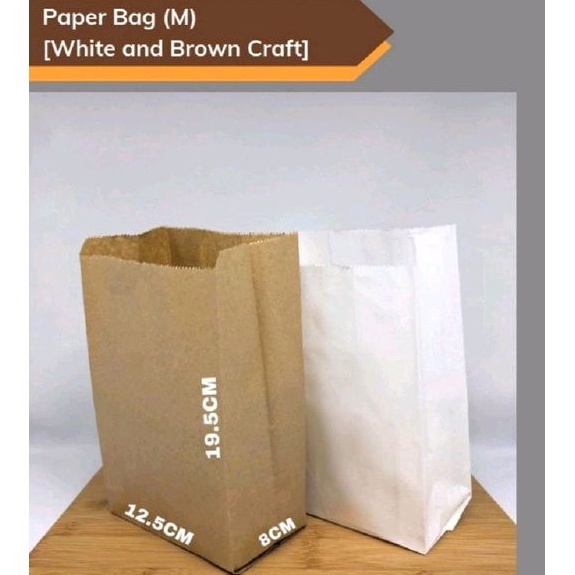 

Paper Bag/Kantong Kertas M 23,5x12 (8); Coklat & Putih | 1Pack=100pcs