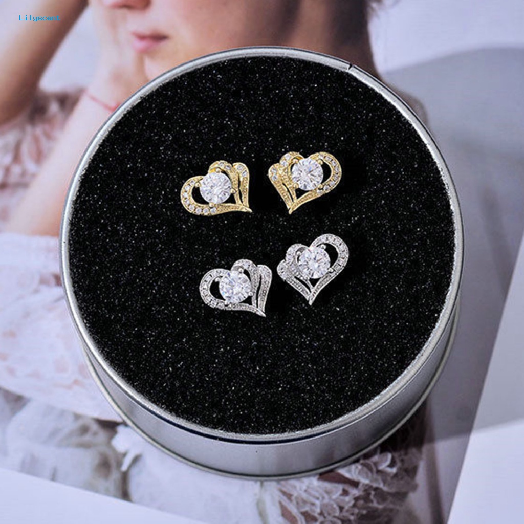 Lilyscent 1pasang Anting Tusuk Kecil Untuk Pesta Lady Alloy Giwang Telinga Berbentuk Hati Manis