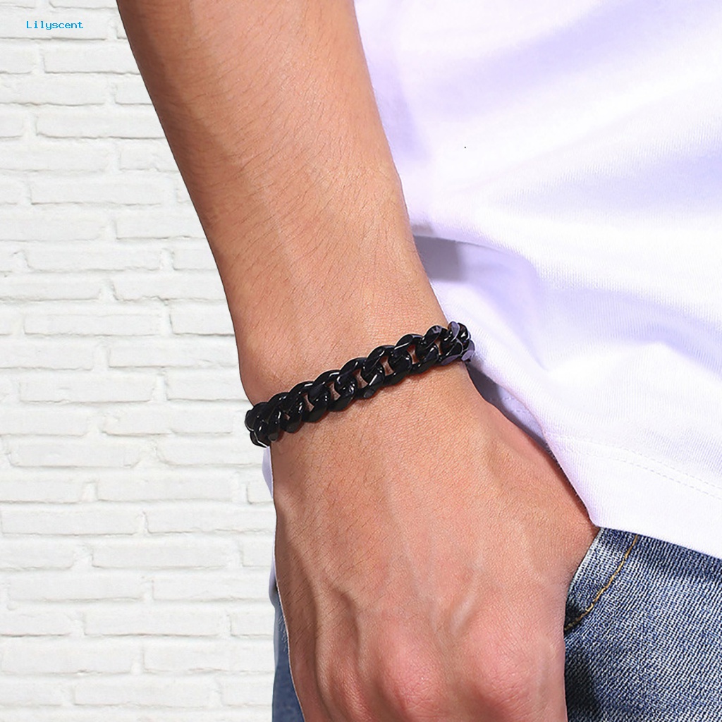 Lilyscent Aksesori Pria Gelang Untuk Club Cuban Halus Men Bracelet Tahan Aus