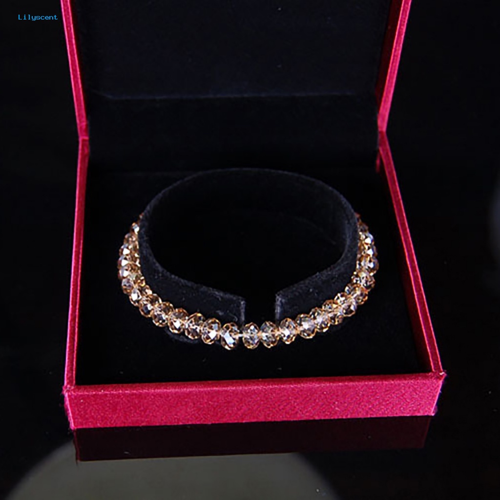 Lilyscent Alloy Bangle Untuk Belanja Wanita Elastis Shiny Bead Bracelet Bangle Indah