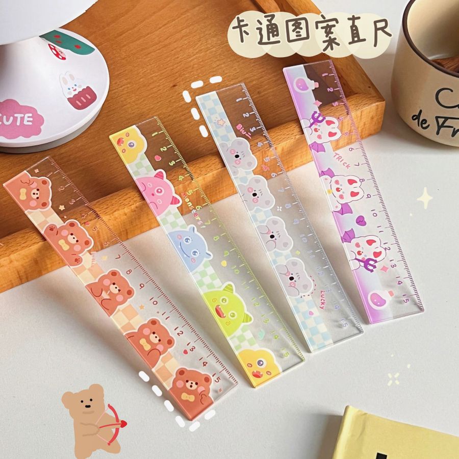 15 cm Penggaris Kartun Lucu Penggaris Siswa Gadis Hati Kawaii Perlengkapan Sekolah