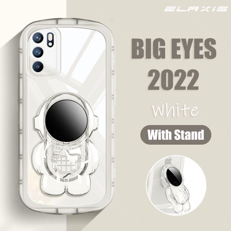 Andyh Untuk OPPO Reno 65g Casing Ponsel Tahan Jatuh Transparan Chubby Silikon Lembut Dengan Astronot Stand2022Desain Baru Ponsel Back Cover