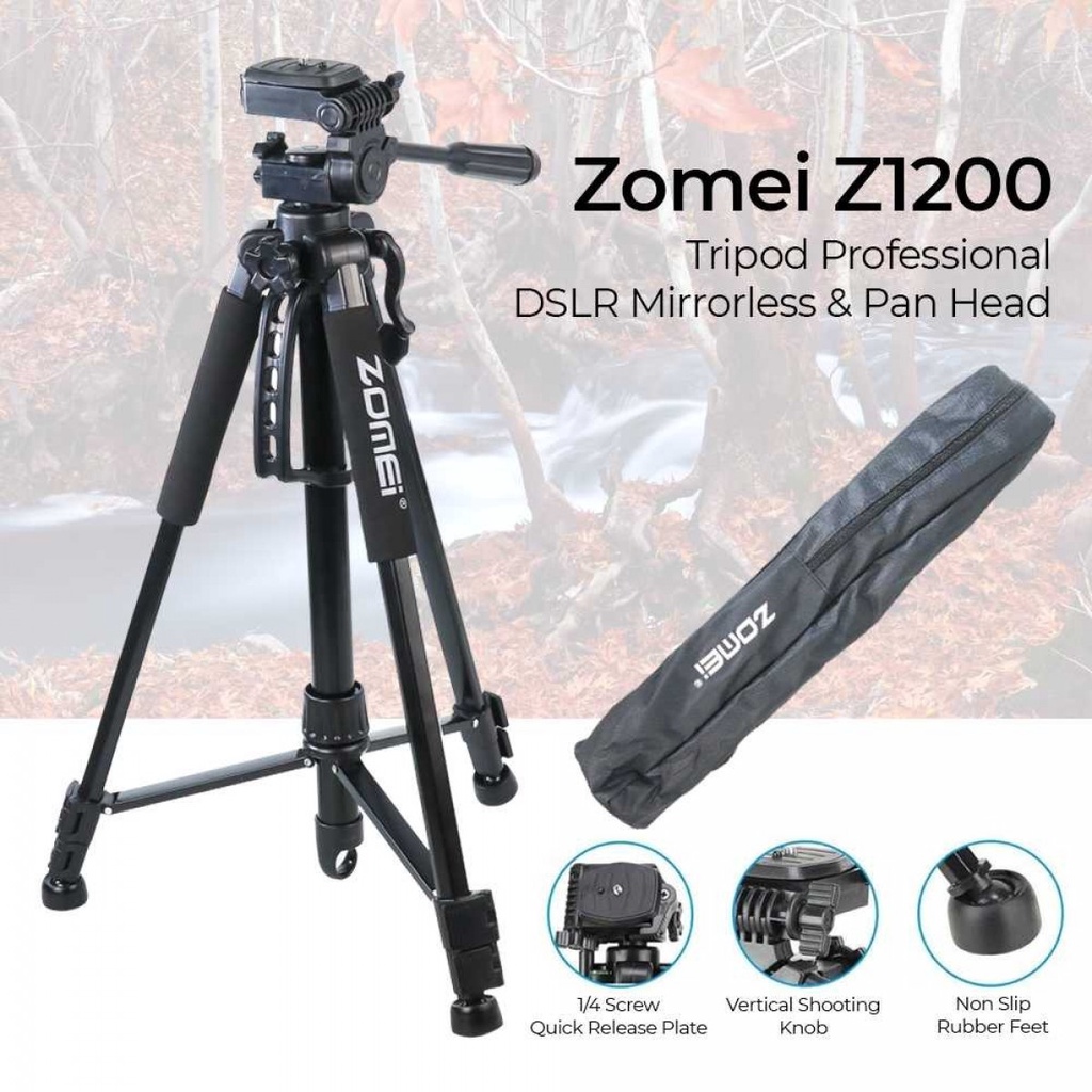 Tripod Kamera Professional DSLR Mirrorless Pan Head 3 Way 148cm