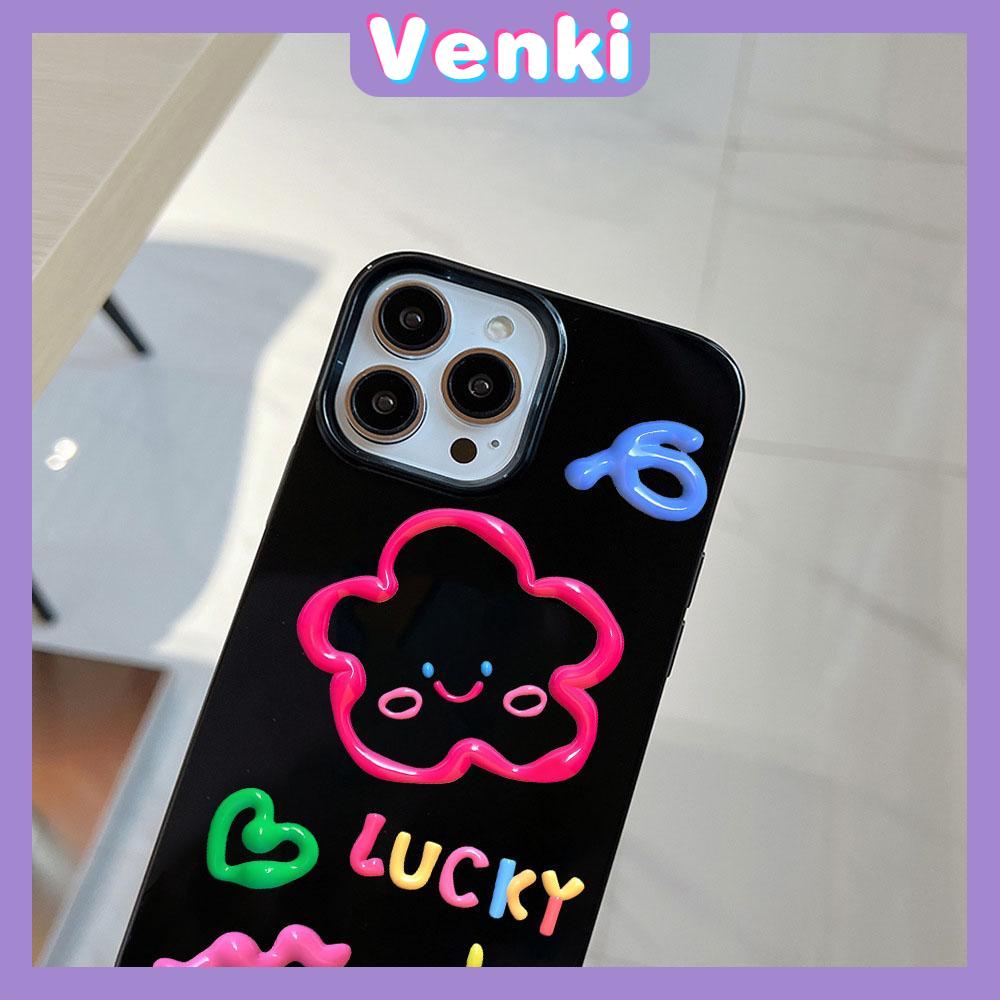 iPhone Case Soft TPU Glossy Black Candy Case Cute Colorful Flowers Camera Protection Shockproof For iPhone 14 13 12 11 Pro Max 7 8 Plus X XR