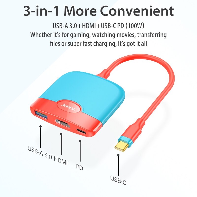 Kabel Adaptor USB Type C ke USB 3.0 HDMI PD Charging H106