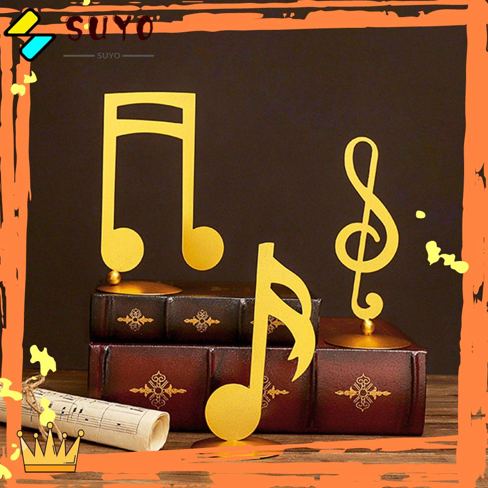 Suyo Ornamen Nota Musik Aksesoris Desktop Patung Rumah Dekorasi Kamar Kerajinan Besi Tempa