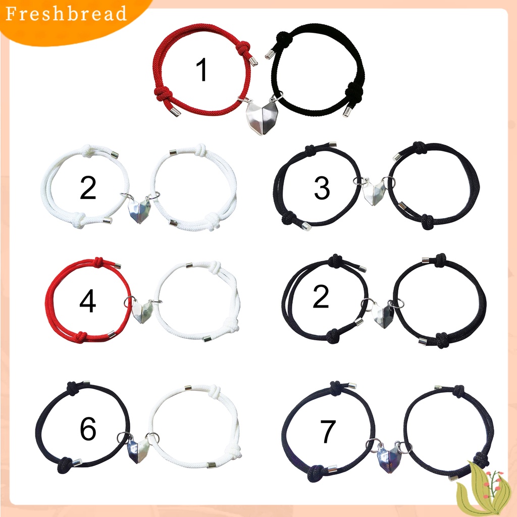 &lt; Freshbread &gt; 1pasang Gelang Couple Panjang Dapat Disesuaikan Liontin Hati Jarak-catching Attraction Bracelet Untuk Rumah