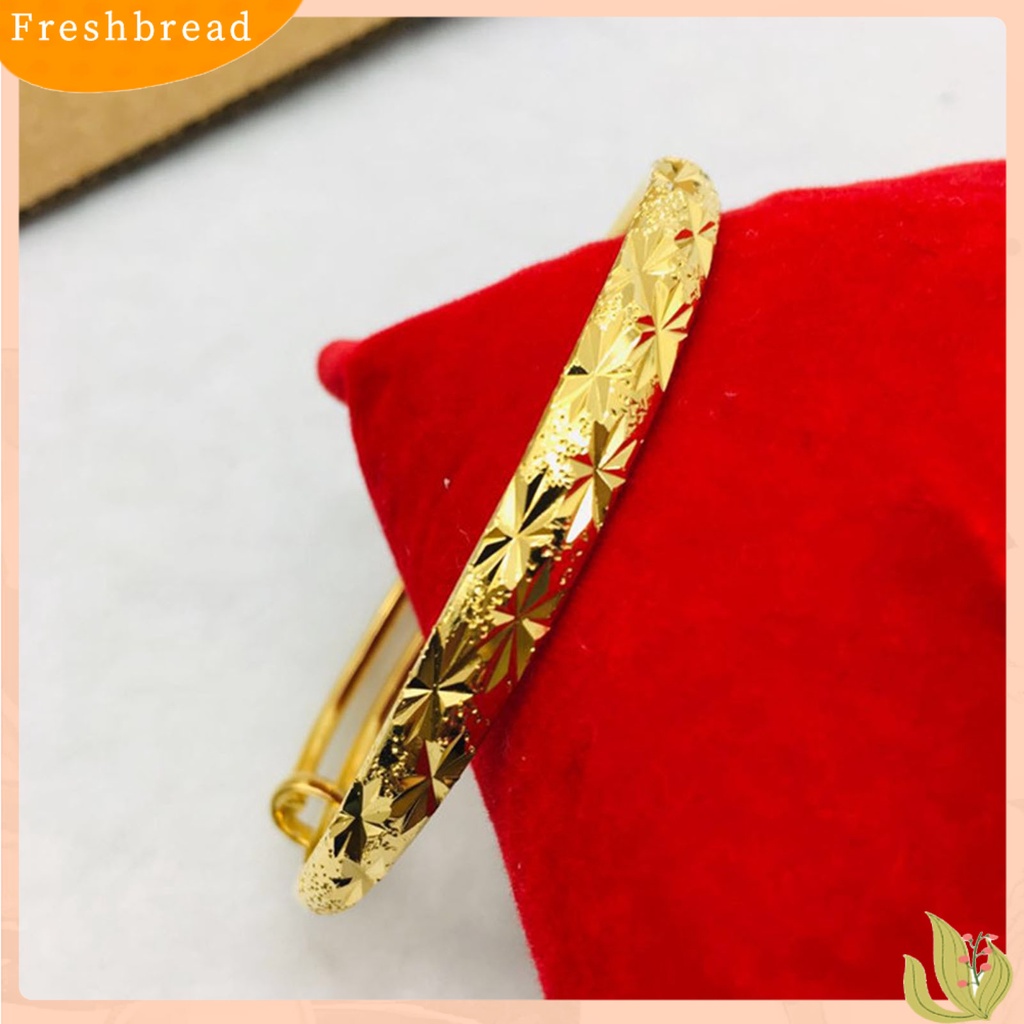 &lt; Freshbread &gt; Gelang Menebal Adjustable Golden Wanita Imitasi Lapis Emas Bangle Untuk Perjamuan