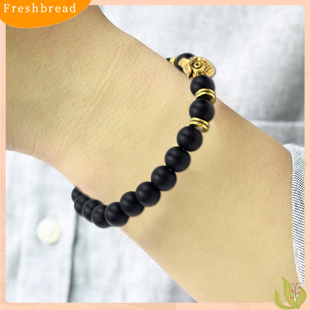 &lt; Freshbread &gt; Gelang Manik-Manik Geometris Manik-Manik Burung Hantu Pesona Adjustable Tali Elastis Penghilang Stres Hadiah Alami Faux Volcanic Stone Energy Bangle Wanita Pria Perhiasan Pakaian Sehari-Hari