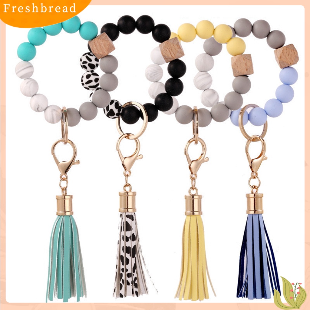 &lt; Freshbread &gt; Gelang Keyring Hias Manik-Manik Melar Portable Bangle Wristlet Gantungan Kunci Untuk Wanita