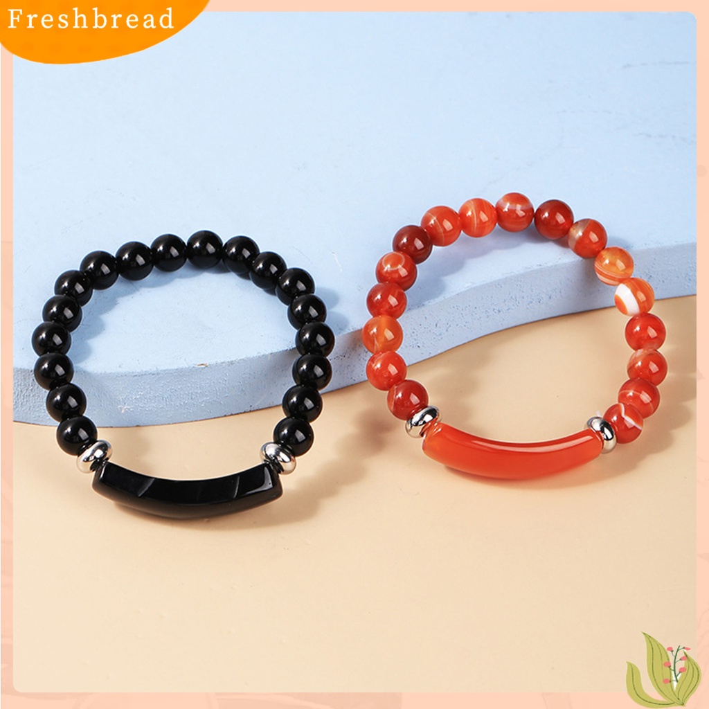 &lt; Freshbread &gt; Wanita Gelang 8mm Bulat Manik-Manik Batu Alam Elegan Merah Muda Faux Kristal Jembatan Wanita Gelang Fashion Perhiasan