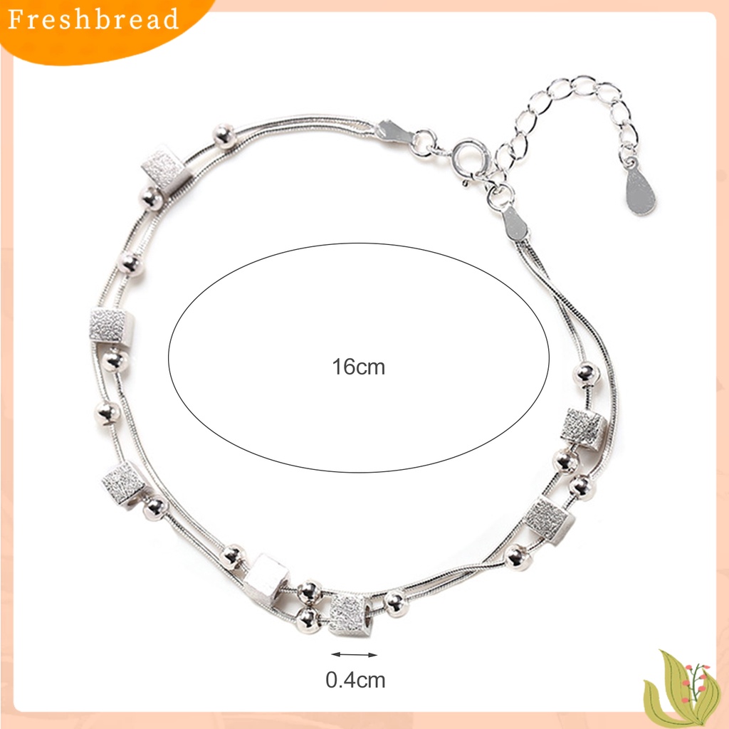 &lt; Freshbread &gt; Wanita Manik Persegi Gelang 2-Layers Rantai Bangle Perhiasan Aksesori Untuk Hari Valentine