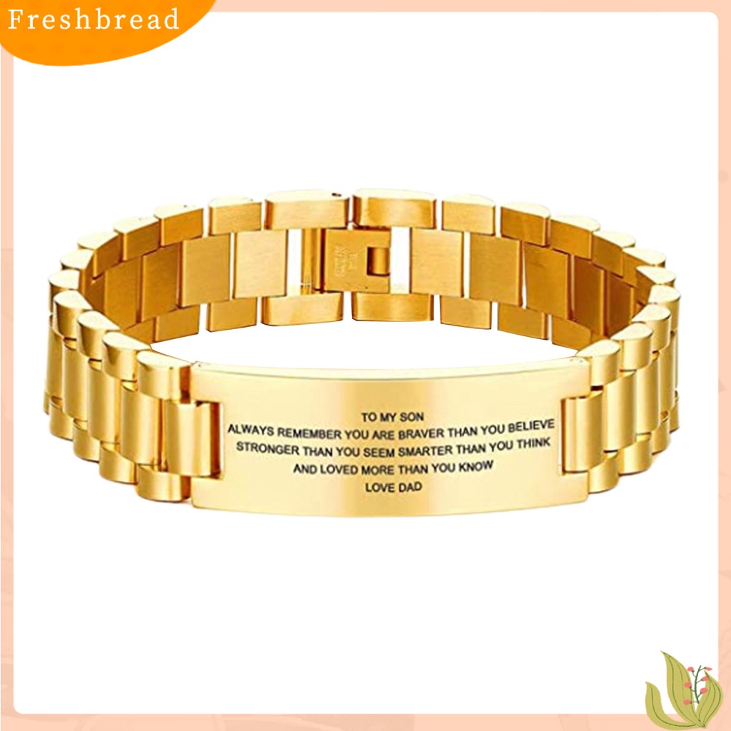 &lt; Freshbread &gt; Pria Huruf Ukiran Fashion Gelang Cowok Baja Titanium Bangle Perhiasan Hadiah