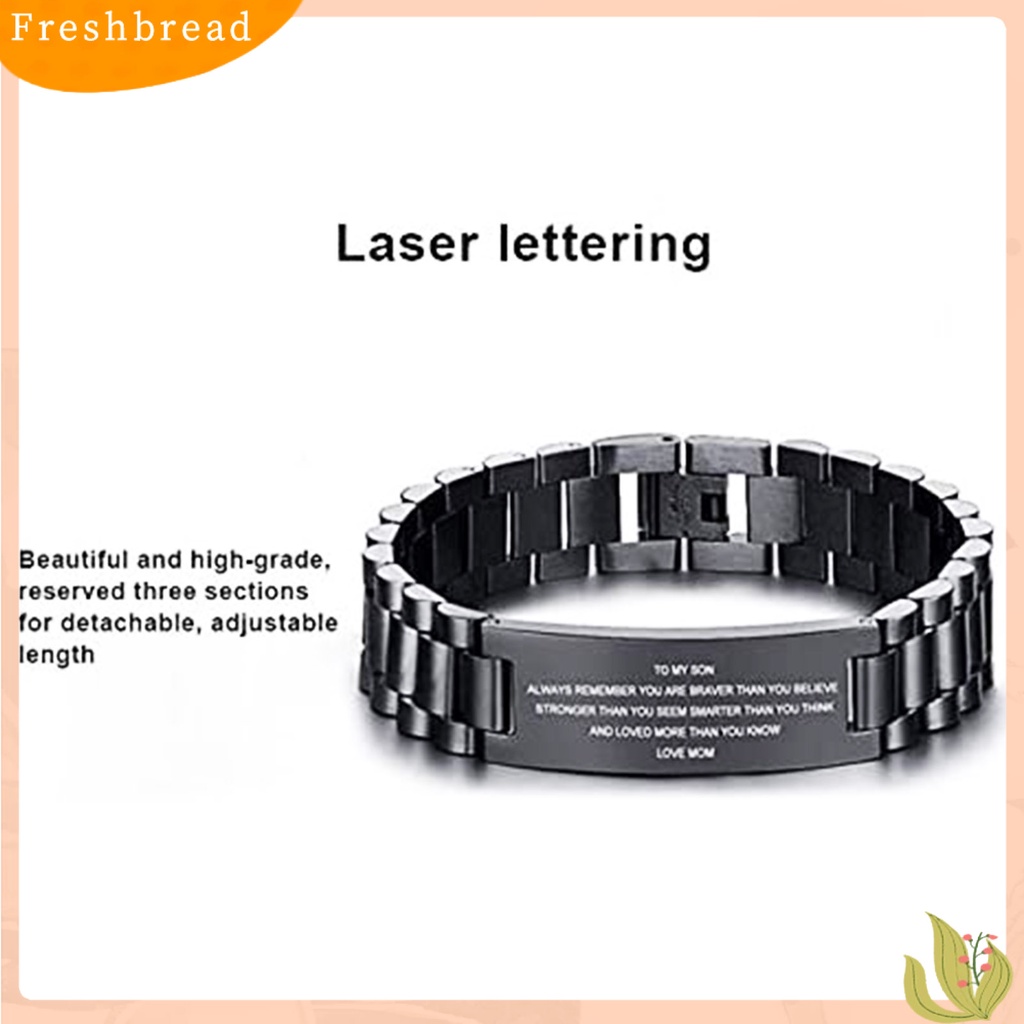 &lt; Freshbread &gt; Pria Huruf Ukiran Fashion Gelang Cowok Baja Titanium Bangle Perhiasan Hadiah