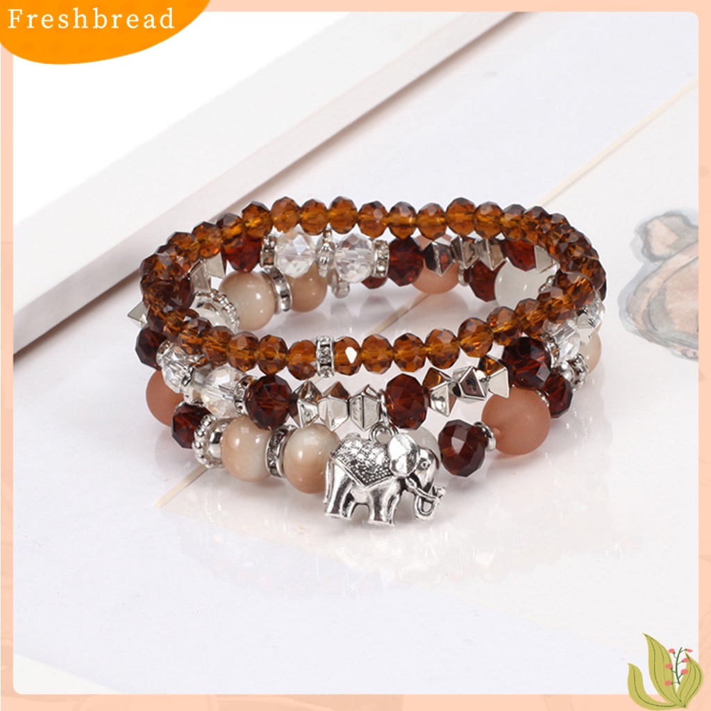 &lt; Freshbread &gt; 3Pcs/Set Gajah Menjuntai Tali Elastis Perempuan Gelang Multilayer Wanita Bohemia Manik-Manik Kristal Imitasi Gelang Perhiasan Aksesori