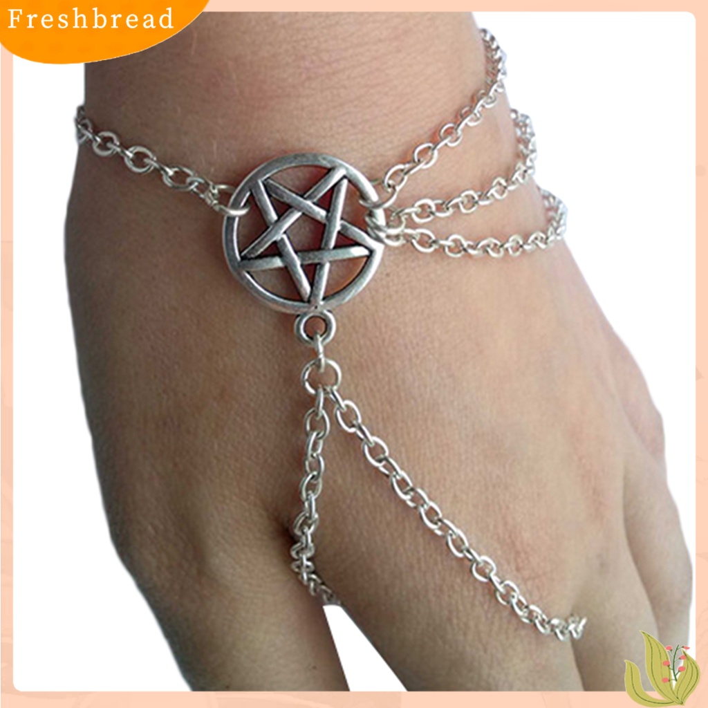 < Freshbread > Wanita Fahsion Wiccan Budak Pentagram Pentacle Dihiasi Rantai Gelang Perhiasan