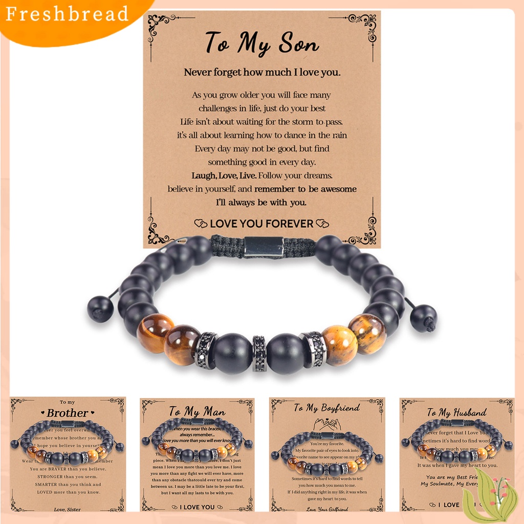 &lt; Freshbread &gt; Pria Gelang Handmade Tali Dikepang Vintage Adjustable Serut Hias Aksesori Tiger Eye Men Bracelet Aksesori Pakaian