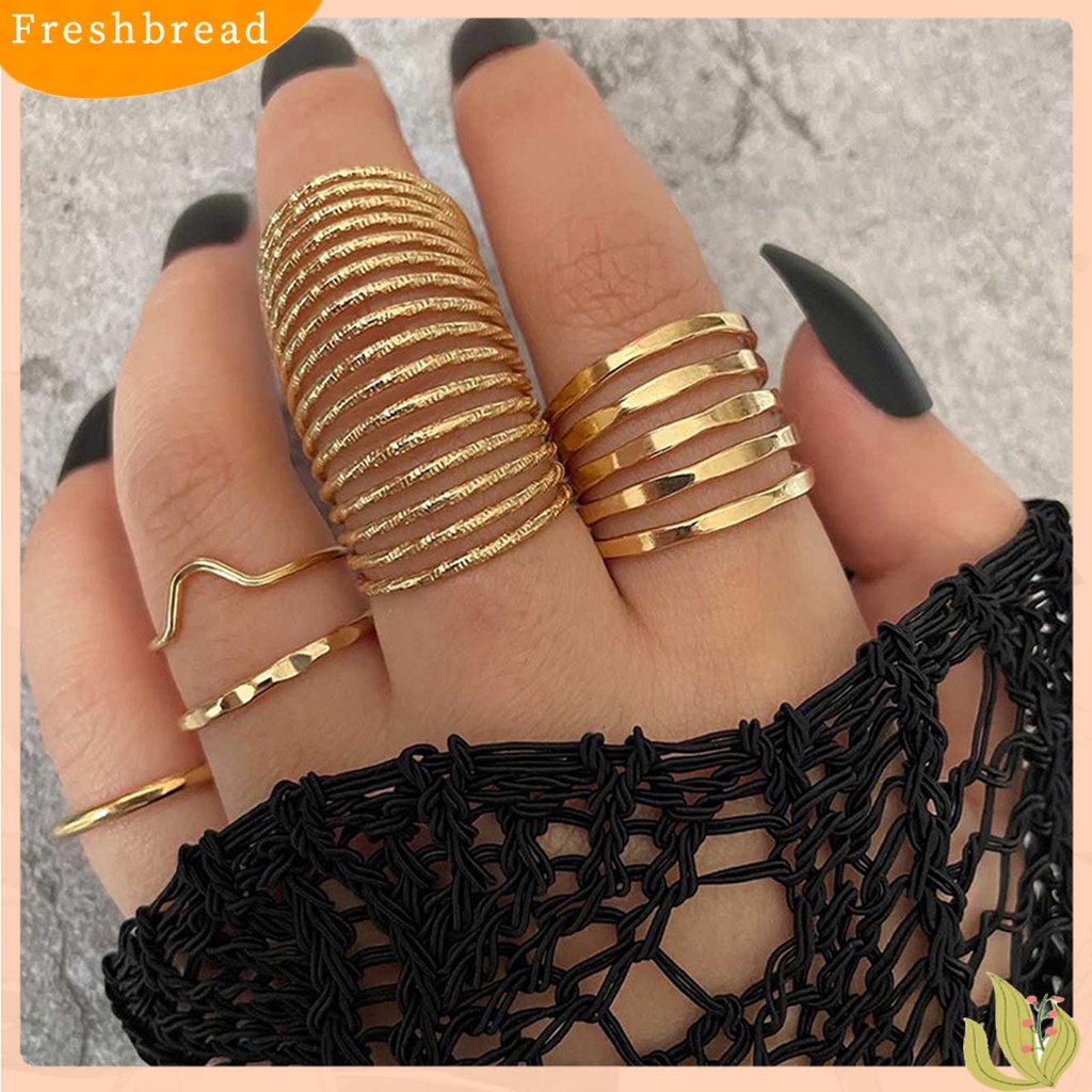 &lt; Freshbread &gt; 5Pcs Wanita Knuckle Rings Multi Lingkaran Sederhana Elastisitas Yang Dapat Disesuaikan Jari Rings Perhiasan Aksesoris