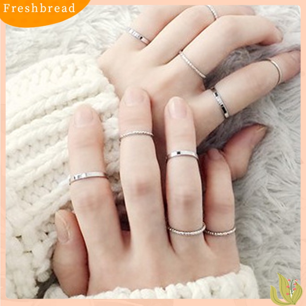 &lt; Freshbread &gt; 10Pcs Semua Pertandingan Cincin Jari Pengerjaan Halus Ringan Wanita Pria Warna Murni Fidget Ring Untuk Pergi Jalan